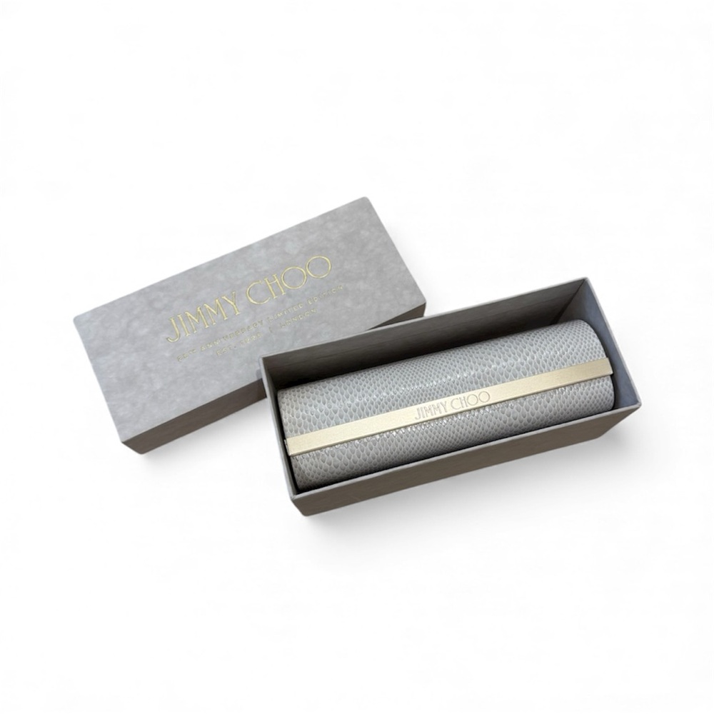 Jimmy Choo Silver Glasses Case with Gold Detail